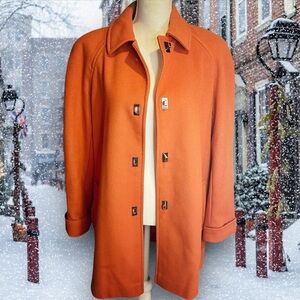Mackintosh Burnt Orange 100% Wool Winter Coat with Silver Toggle Closure Size M